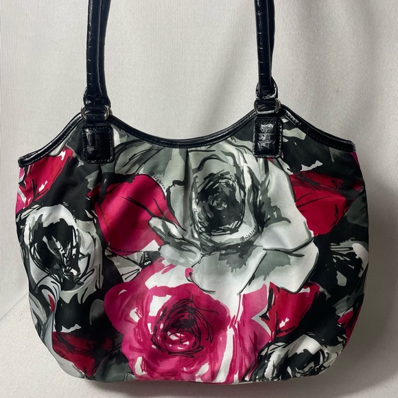 Rare BRIGHTON Floral Madison Rose Nylon Slouch Hobo Shoulder Bag - Picture 2 of 16